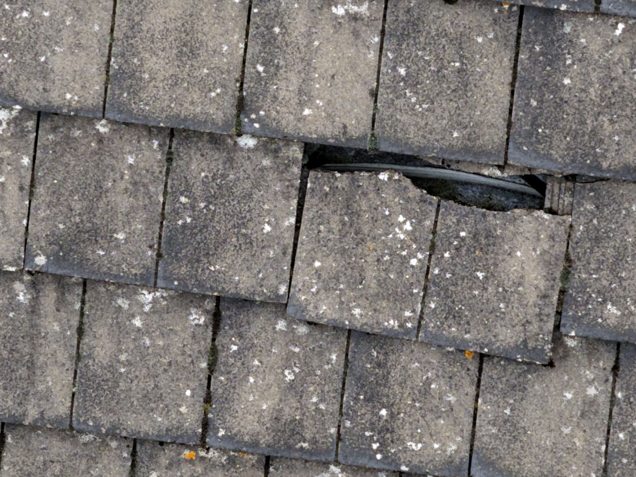 Cracked and slipped roof tiles identified during drone inspection