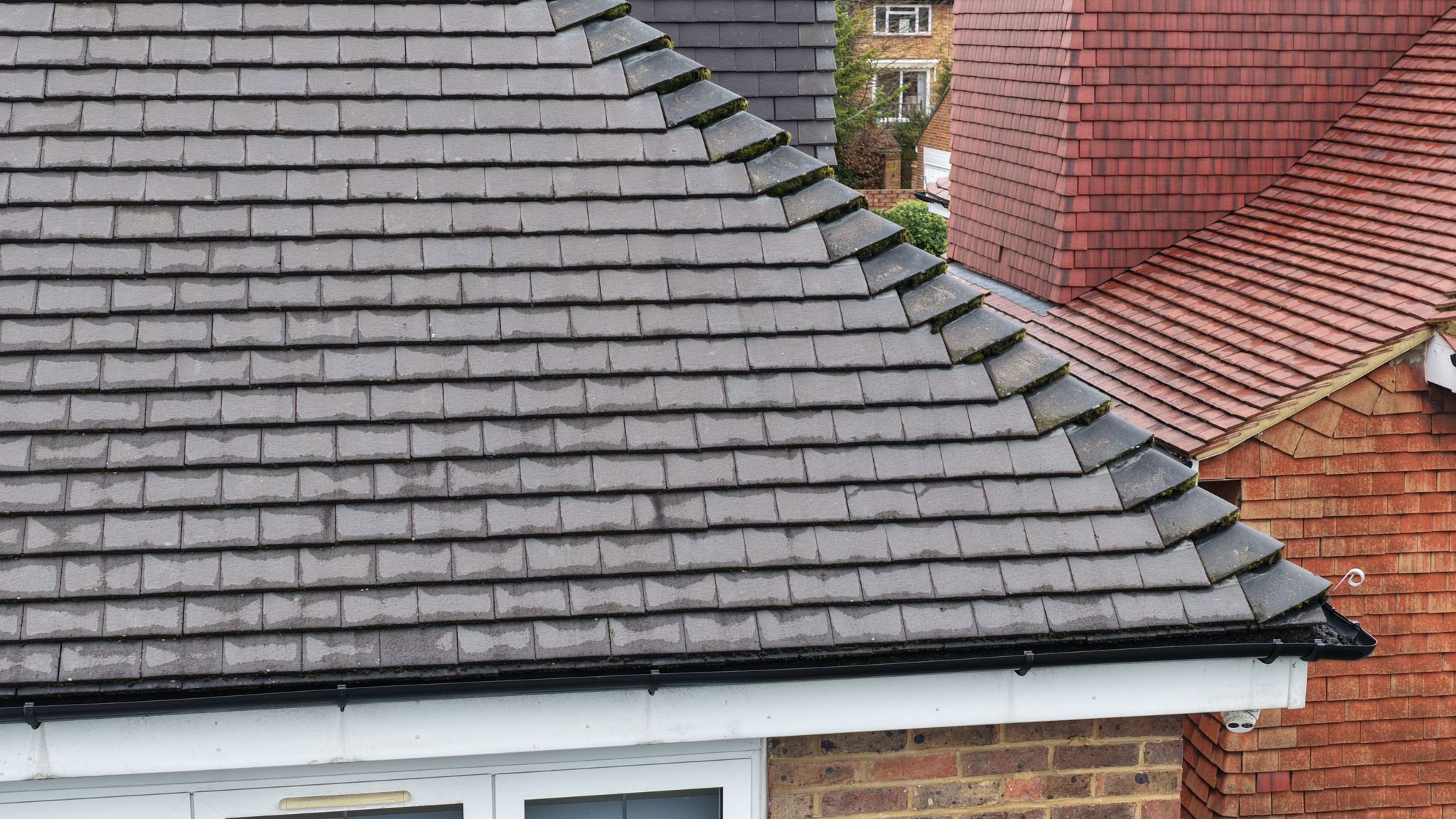 High-resolution aerial drone imagery of residential roof